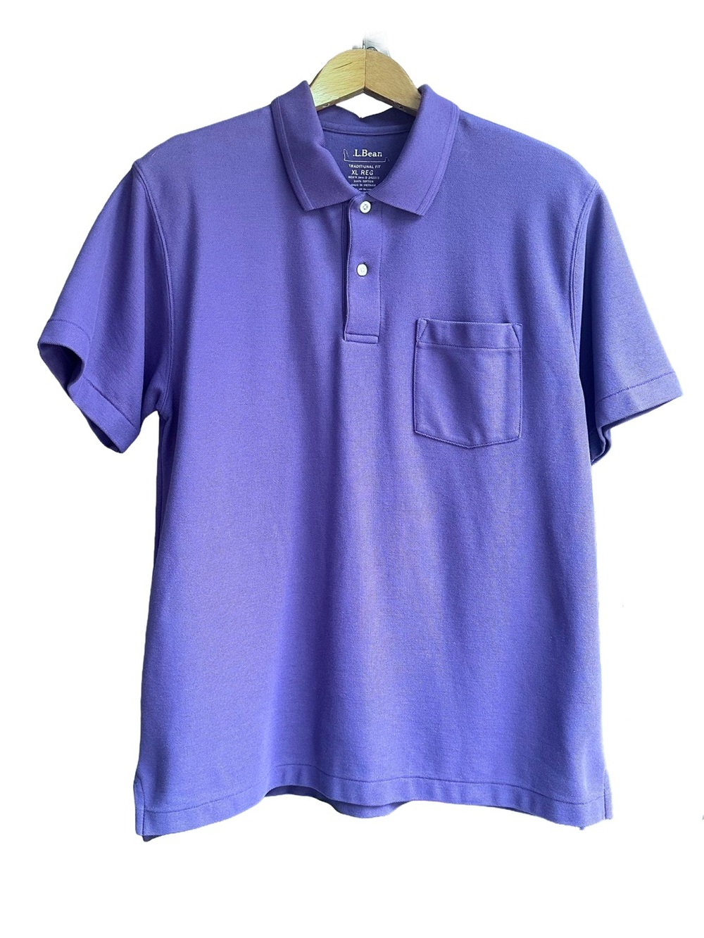 LL Bean Polo Shirt Tradiitonal Fit Pique Knit Short Sleeve Purple Mens XL Reg